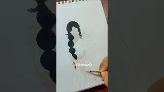 Saree Elegance🧡♾️ #art #shorts #painting #youtubeshorts #drawing #aestheticgirl