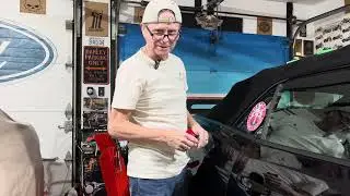 Applying the Texaco decal to the quarter window