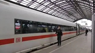 final boarding and departure of German ICE train from Cologne Central Station