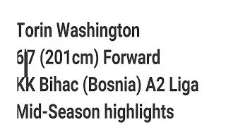 Torin Washington (KK Bihac) Bosnia 2017 highlights