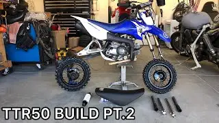 HOW TO INSTALL TTR/ HONDA 50 SUSPENSION // TTR 50 FREE PITBIKE BUILD PT.2