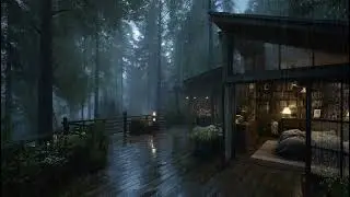 Мягкий дождь по лесной хижине | Успокаивающие звуки дождя для сна