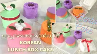 New Trending Korean Lunch Box Cake Recipe with Packaging | Bento Cake Malayalam