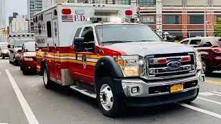 FDNY EMS & NYU LANGONE MEDICAL CENTER EMS AMBULANCES RESPONDING ON FLATBUSH AVENUE IN BROOKLYN, NYC.