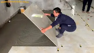 Professional Living Room Floor Tiling Techniques Use Large Ceramic Tiles 160 x 160cm