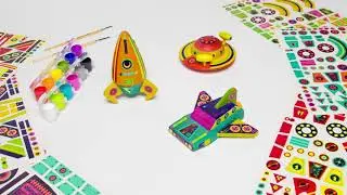 Craft Kit Wood Spaceship construction - Unboxing 3D Kids Arts stop motion rocket - Kid Made Modern