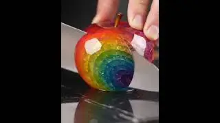 Rainbow apple cutting ASMR 🌈 #asmr #satisfying #fruitchopping #relaxing