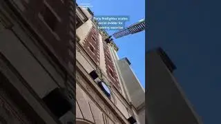 Paris Firefighter Scales Aerial Ladder for Training Exercise #firefighter #firebrigade #fire #india