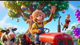 🐒 Monkey's Magical Farm Adventure: Giant Rainbow Fruits & Animal Friends Fun! 🚜🍎