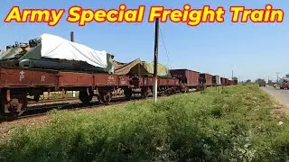 Army Special Freight Train carrying Army vehicles | Military Train Crossing Kingra / Karyal, Lahore