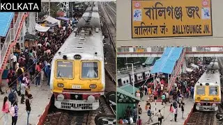 Daimond Harbour local arrives and departs Ballygunge junction, westbengal.