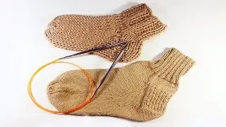 تريكو شراب .. كعب الصفوف القصيرة  الجزء الاول __ knitting socks with circular needles