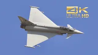 (4K) Eurofighter Typhoon Italian Air Force flying Display RAF Fairford RIAT 2022 Airshow MM7344