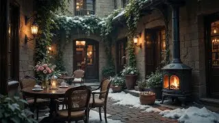Soft Winter Jazz Music & Crackling Fireplace ⛄ Relaxing Jazz Music at Cozy Coffee Shop Ambience