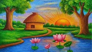 Beautiful Scenery Drawing# Easy Drawing#drawing #art#sketch # paint brush by sumi#