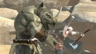 Kratos faces off against The Rhino (Animal revolt battle simulator)