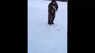 Northwestern RI Ice Fishing Biggest Bass Ever!!! Part 9