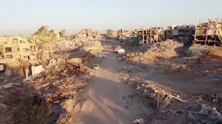 Drone Birds Eye View Reveals Gaza City Destruction Scale