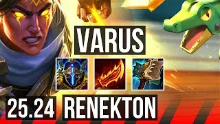 VARUS vs RENEKTON (TOP) | Good KDA: 14/1/4 | NA Challenger | 25.24