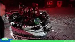 Авария с опрокидыванием автомобиля: машина врезалась в столб после переворота на улице Черч-стрит...