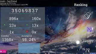 osu! - Teo [Extra] +HDDT 98.24% Full Combo! (729pp, #3)