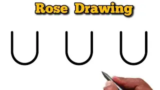 How to Draw Rose Flower Using UUU Letter 🌹 | Easy Letter Art Drawing