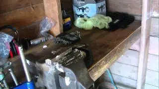 cold starting the old air compressor & working on the old air compressor .