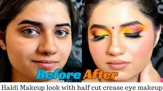 Haldi Makeup tutorial with half cut crease eye makeup | Free makeup course series Day -13