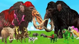 Paint & Animals Duck, Cow, Gorilla, Lion, chicken, Elephant, Fountain Crossing Turtle Cartoon 