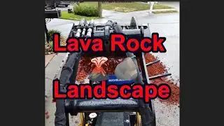 landscape Job Red Lava Rock/Brick Boarder and Small Paver Patio for a Shed