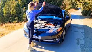 Girl First Time Driving  toyota camry  Full review Blondie testing newcar