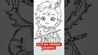 Krishna Easy Drawing | Cute Krishna Drawing | God Drawing #art #shorts #krishna