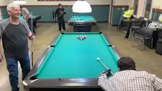 Alabama Eight Ball with Larry at The Senior Center on 9ft Brunswick. Game rules in the description 
