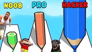 SHINCHAN MAKE BIGGEST PENCIL IN PENCIL RUN | NOOB VS PRO VS HACKER | DREAM SQUAD OP