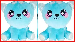 Squeezamals 3Deez Large Stuffed Cat for Girls and Boys  8 inch Maisie Cat  Blue Plush Pillow Doll