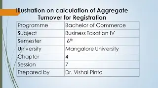 GST- Chpt 4: Session 7: Calculation of Aggregate Turnover
