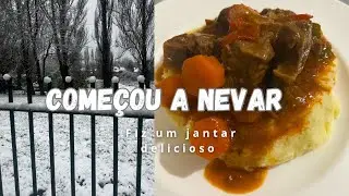 UM DIA COM MUITA NEVE E FRIO ⛄️❄️🥶+ UM JANTAR DELICIOSO PARA UM DIA FRIO 🥶