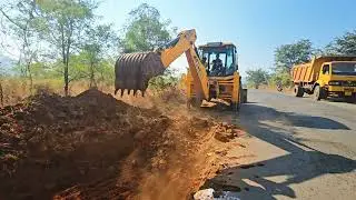 Road Side JCB Excavator Work | Cutting, Khudai & Gitti Filling #jcb #viral #video 