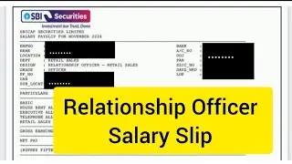 SBI Securities Relationship Officer Salary Slip | Sbi Securities Salary | Sbi Securities Jobs Salary