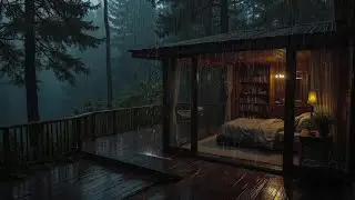 Rain Sounds at a Cozy Forest Cabin with Soft Piano | Deep Sleep, Stress Relief & Anxiety Calm