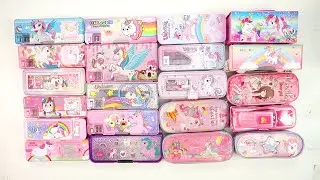 new unicorn stationery collection 😘 geometry,hello kitty,pencil box,sharpener,eraser,unicorn girl