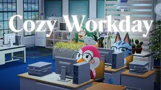 【ACNH】Cozy Office Workday with Soft Jazz ☕ | Animal Crossing Ambience for Focus & Relax