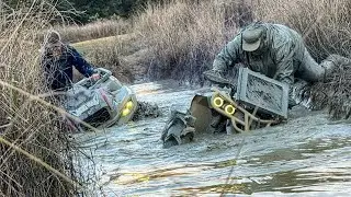 Playing in the MUD and getting STUCK on our BUILT Fourwheelers