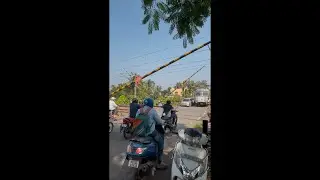 Route Diverted Train Crossing Railgate : Level crossing Scene