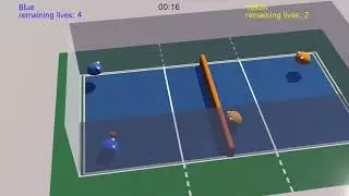 A Team of 2 PPOs  playing the slime volleyball in 3D with Webots.