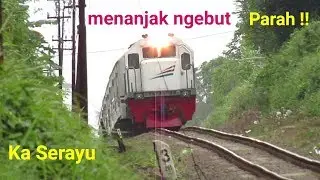 Great uphill train | Menanjak tinggi Kereta Api Serayu ngebut di Rajapolah PJL 334