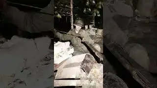 WW2 Soldier Cleaning His Rifle in Winter #ww2