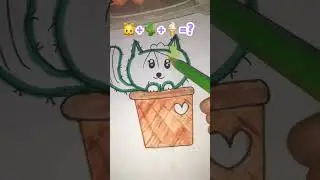 Cat 🐱 plus cactus 🌵 plus ice cream drawing #viral #shortvideo #shorts