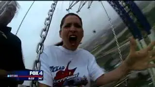 Fiona rides Six Flags SkyScreamer