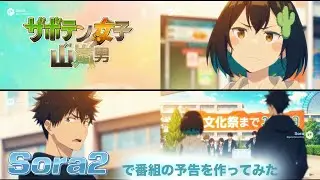 【画像生成AI】OpenAIのSora2で架空のテレビアニメ予告編動画を作成してみた。「サボテン女子と山嵐男」。